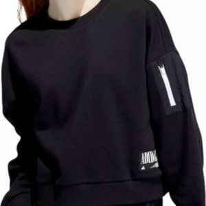 Adidas Utility Q1 Sweatshirt Women's Size L Black White HG0838